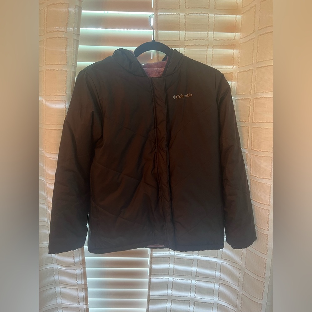 Columbia Reversible Girls Jacket Size 14/16 – Black & Purple Fleece
